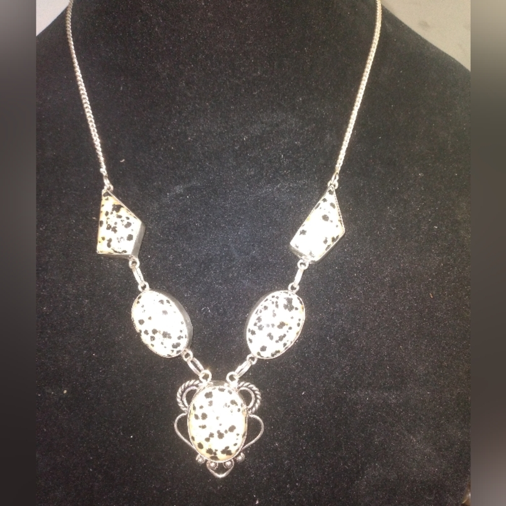 Sterling plated Dalmatian Jasper Necklace and bracelet .